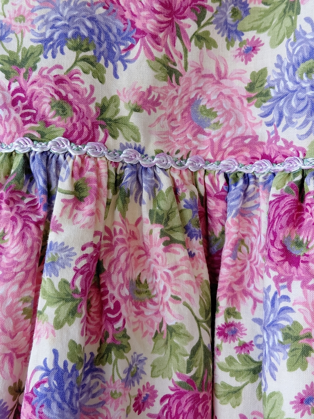 Vintage Girls Floral Dress Size 6 | Pink Purple Cottagecore Tie Back - Picture 9 of 15